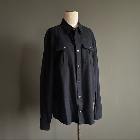 COS Black Wool Blend Shirt Jacket XL Minimalist Utility Overshirt Preppy Classic